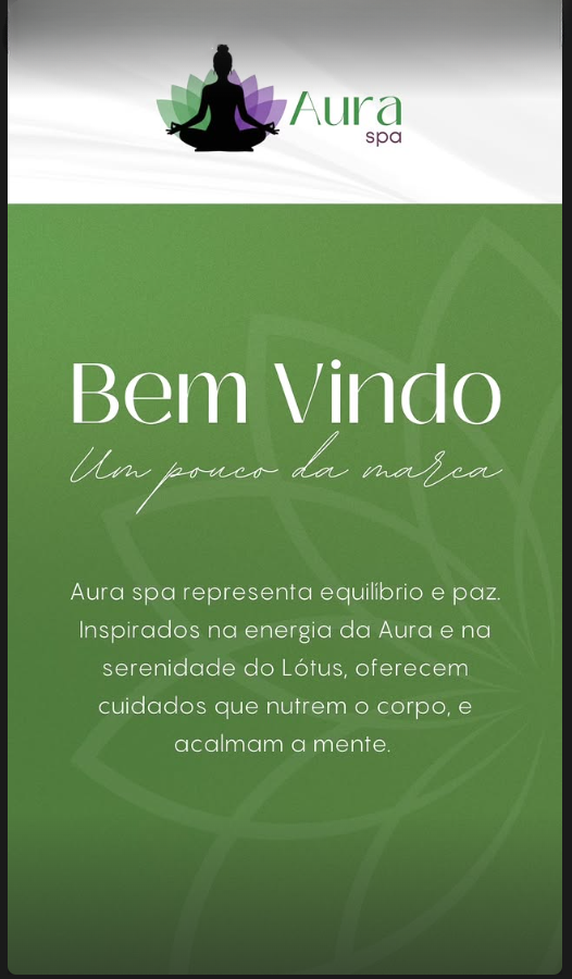 Mensagem de boas-vindas da Aura Spa
